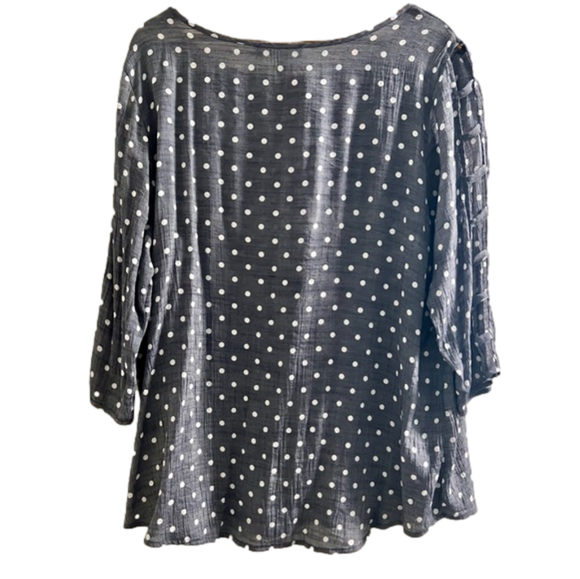 Fred & David Plus Size Blue & White Polka Dotted Blouse Size 1X - Picture 2 of 7